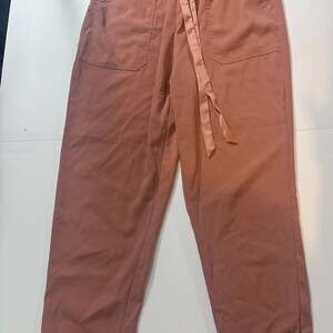 Zara Dusty Rose Paperbag Waist Pants Elastic Drawstring Trousers M
